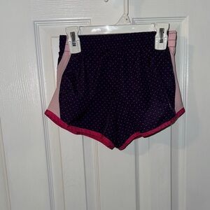 Danskin Now Navy Polka Dot Athletic Shorts with Pink Trim